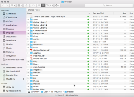 Dropbox folders