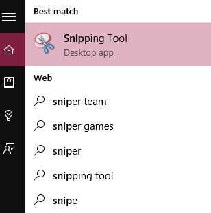 Windows 10 snipping tool